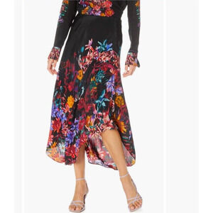 NWT $335 ROBERT GRAHAM Sivan Black Flora Skirt Women's Size 2 Silk